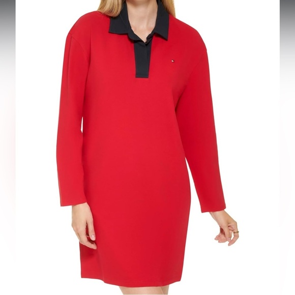 NWT Tommy Hilfiger Red Polo Shirt dress size L ( fits larger) - Picture 7 of 8